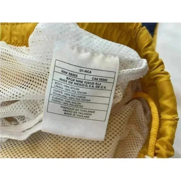 Vintage Nike Mens size L Swoosh Lined Nylon Shorts Yellow Swim Trunks Nautical - Picture 7 of 13